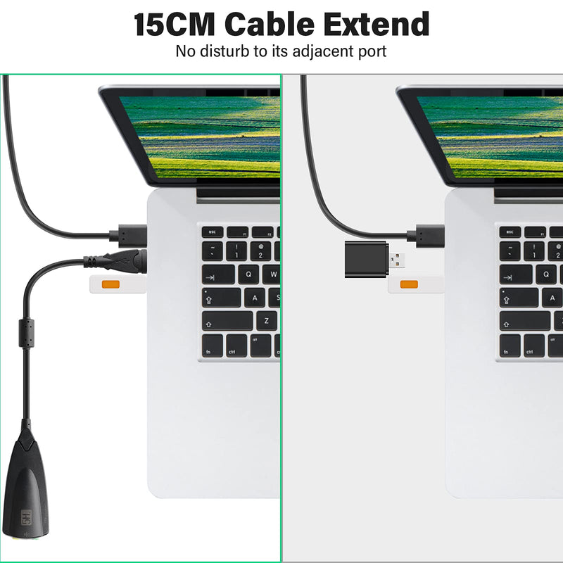  [AUSTRALIA] - Saisn USB Stereo Sound Card, USB 7.1 External Audio Sound Adapter Card 5Hv2 Channel Converter to 3.5mm Headphone Microphone Jack for Mac, PC, Windows.