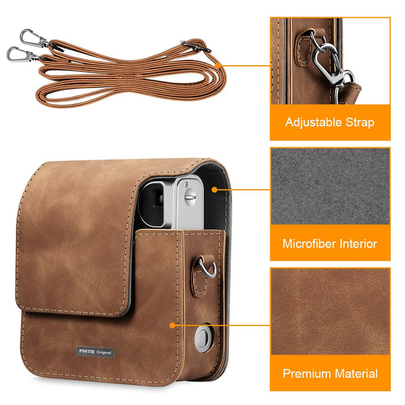  [AUSTRALIA] - Fintie Protective Case Compatible with Fujifilm Instax Mini 90 Neo Classic Instant Film Camera - Premium Vegan Leather Bag Cover with Removable Strap, Rustic Brown