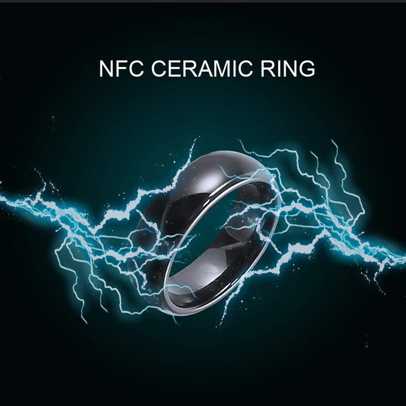  [AUSTRALIA] - HECERE Waterproof Ceramic NFC Ring, NFC Forum Type 2 215 496 Bytes Chip Universal for Mobile Phone, All-Round Sensing Technology Wearable Smart Ring, Fasion Ring for Men or Women (8#, Black) 8#