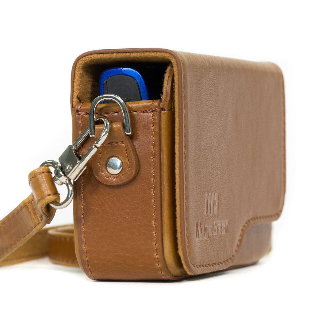  [AUSTRALIA] - MegaGear Leather Camera Case with Strap Compatible with Canon PowerShot SX620 HS, ELPH 180, ELPH 190 is, ELPH 360 HS, ELPH 170 is, SX610 HS Light Brown