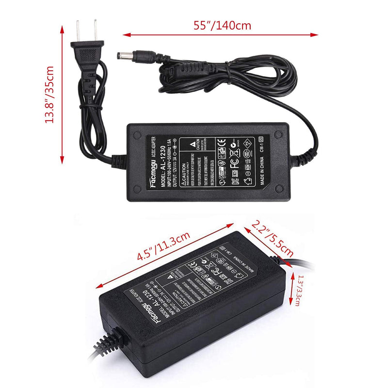  [AUSTRALIA] - Facmogu DC 12V 3A Power Adapter, 36 Watt AC 100-240V to DC 12V Transformers, Switching Power Supply for LCD Monitor, Wireless Router, CCTV Cameras 2.1mm X 5.5mm US Plug