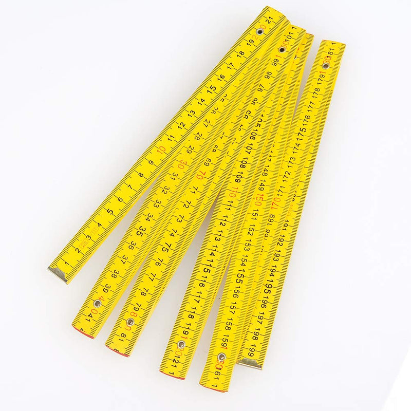  [AUSTRALIA] - YOTINO Folding Ruler 6.56FT/2M Long Birch Wooden Composite Foldable Ruler Perfect for Carpenters, & Contractors -Yellow