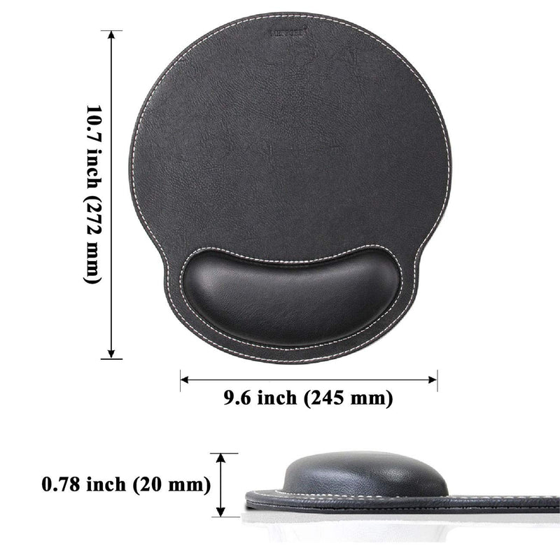 Meffort Inc Leather Mouse Pad with Wrist Rest Support & Non-Slip Base, Durable Ergonomic Gaming Mousepad - Black 10.7 X 9.6 Inch - LeoForward Australia