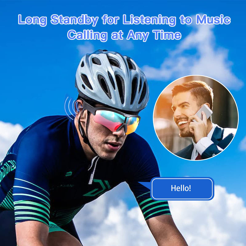  [AUSTRALIA] - LASMEX Sport Sunglasses for Men, Smart Wireless Bluetooth Audio Glasses with Microphone for Calling Music Play Gray
