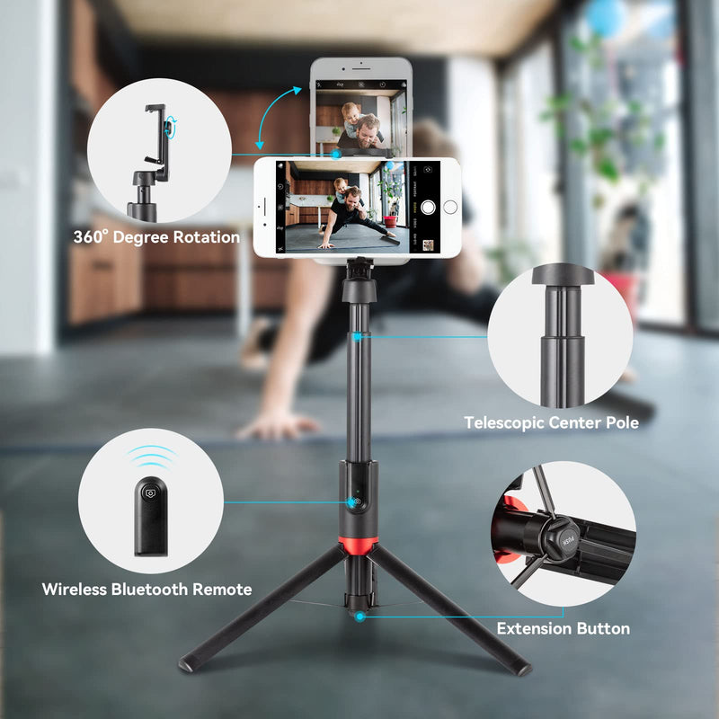  [AUSTRALIA] - SmallRig Selfie Stick Tripod with Bluetooth Remote 130 cm Extendable Travel Lightweight Tripod Stand for Selfie, Live Streaming, Video Conference, Makeup, TIK Tok, for All Phones - 3636B