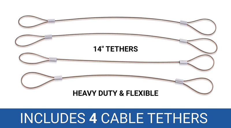  [AUSTRALIA] - Universal CableTether - Cable Tethers (4 Pack) - Adjustable, Pre-Assembled, Secure Conference Display Adapters, Mac Adapters, VGA Adapters