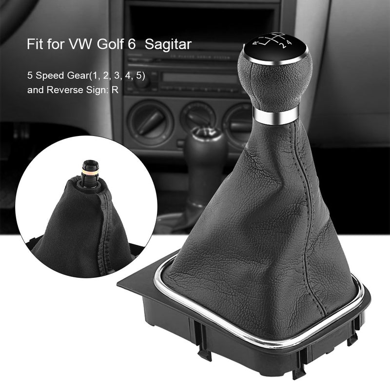  [AUSTRALIA] - 5 Speed Gear Shift Knob Gaiter Boot, Keenso Auto Manual Gaiter Boot Shift Gear Knob Gaitor Boot Kit Dustproof Cover for VW Golf 6 MK5 MK6 Jetta 2005-2014, Black