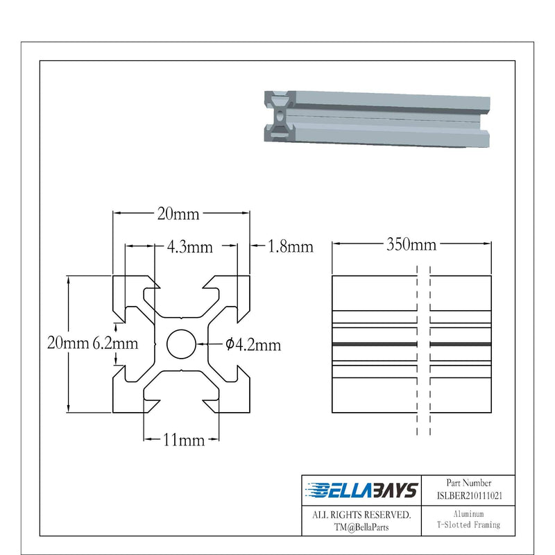  [AUSTRALIA] - BELLA BAYS 4 pcs 350mm 13.78“ 2020 V Type Slot Aluminum Profile European Standard Linear Rail 20mm x 20mm Anodized Black Extrusion Frame for 3D Printer 4pcs V-Type - 350mm(13.78") Length - Black 2020 - 20mm x 20mm (0.787" x 0.787")
