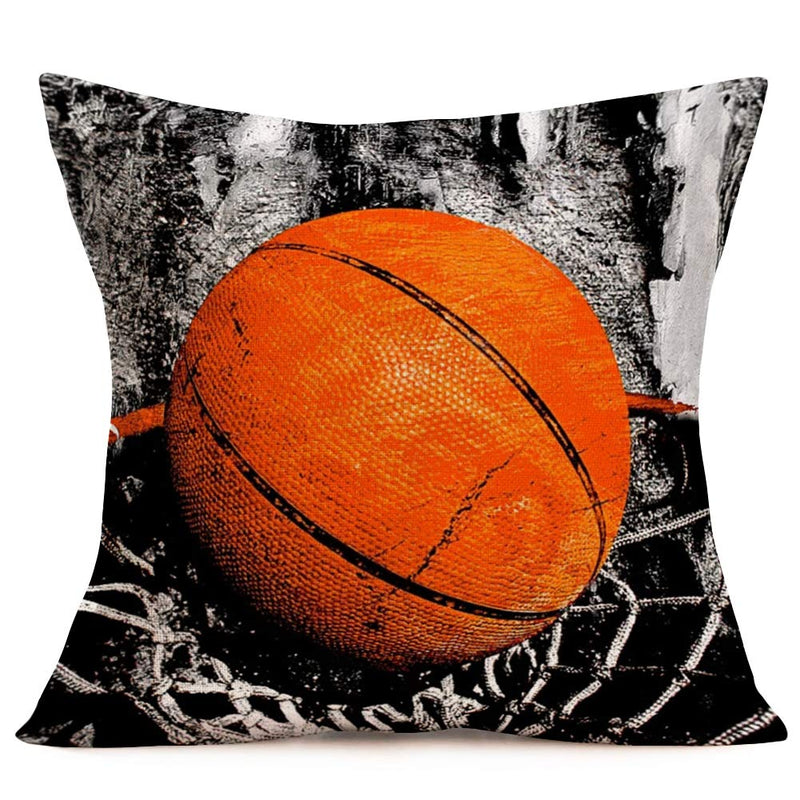  [AUSTRALIA] - Doitely Vintage Basketball and Softball Set Decorative Throw Pillow Covers Cases Size 18"x18" Cotton Linen Standard Pillowcase Sport Club Team Men Gifts Home Car Decor 4 Pack