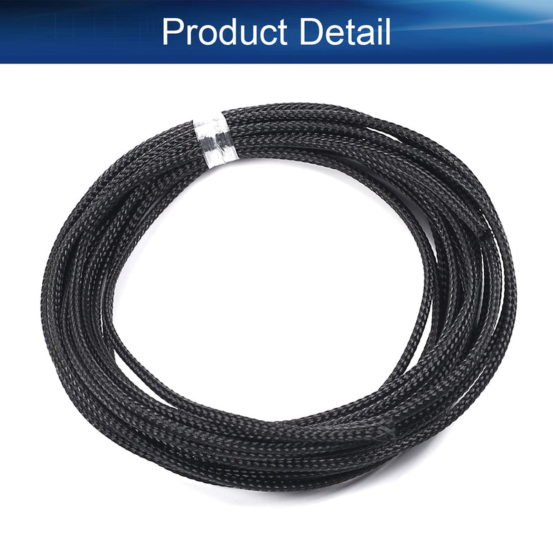  [AUSTRALIA] - Bettomshin 1Pcs Length 16.4Ft PET Braided Cable Sleeve, Width 2mm Expandable Braided Sleeve for Sleeving Protect Electric Wire Electric Cable Black