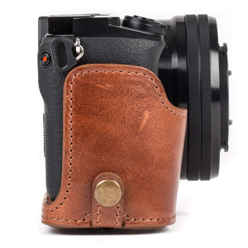  [AUSTRALIA] - MegaGear Ever Ready MG559 Genuine Leather Camera Case, Bag for Sony Alpha A6000, A6300 with 16-50mm (Dark Brown) Dark Brown