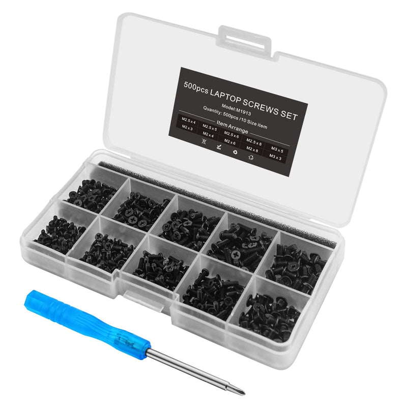  [AUSTRALIA] - Mcsher 500pcs Laptop Notebook Screws Set for IBM HP Dell Lenovo Samsung Sony Toshiba Acer Gateway Screw Assortment Kit – with Screwdriver