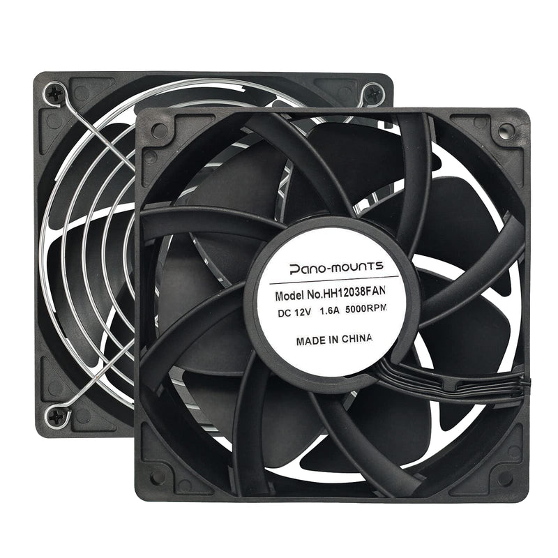  [AUSTRALIA] - 2-Pack 120mm 12V DC 12038 120mm x 38mm 4.72inch High Speed Dual Ball Bearing 4Pin Antminer Fan PWM High CFM Brushless PC Computer CPU Case Ventilation Exhaust Fan with Metal Guard Grill 3000-5000RPM