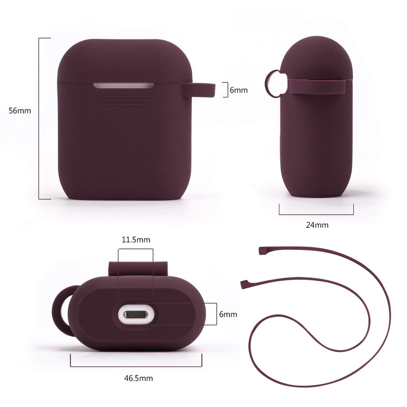  [AUSTRALIA] - Filoto Case for Airpods, Airpod Case Cover for Apple Airpods 2&1 Charging Case, Cute Air Pods Silicone Protective Accessories Cases/Keychain/Pompom/Strap, Best Gift for Girls and Women, Burgundy