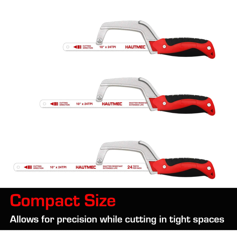  [AUSTRALIA] - HAUTMEC Mini Hacksaw – Compact Hand Hack Saw Metal Frame With Bimetal HSS Blade HT0035-PL