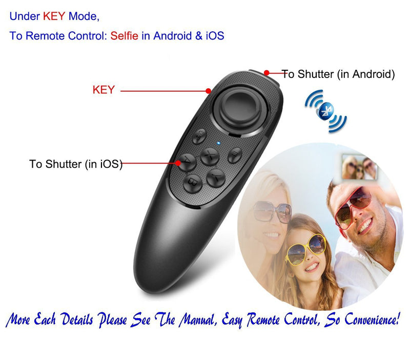 VR Remote Controller Gamepad Bluetooth Control VR Video, Game, Selfie, Flip E-Book/PPT/Nook Page, Mouse, in Virtual Reality Headset PC Tablet Laptop iPhone Smart Phone VR-Remote No Battery - LeoForward Australia