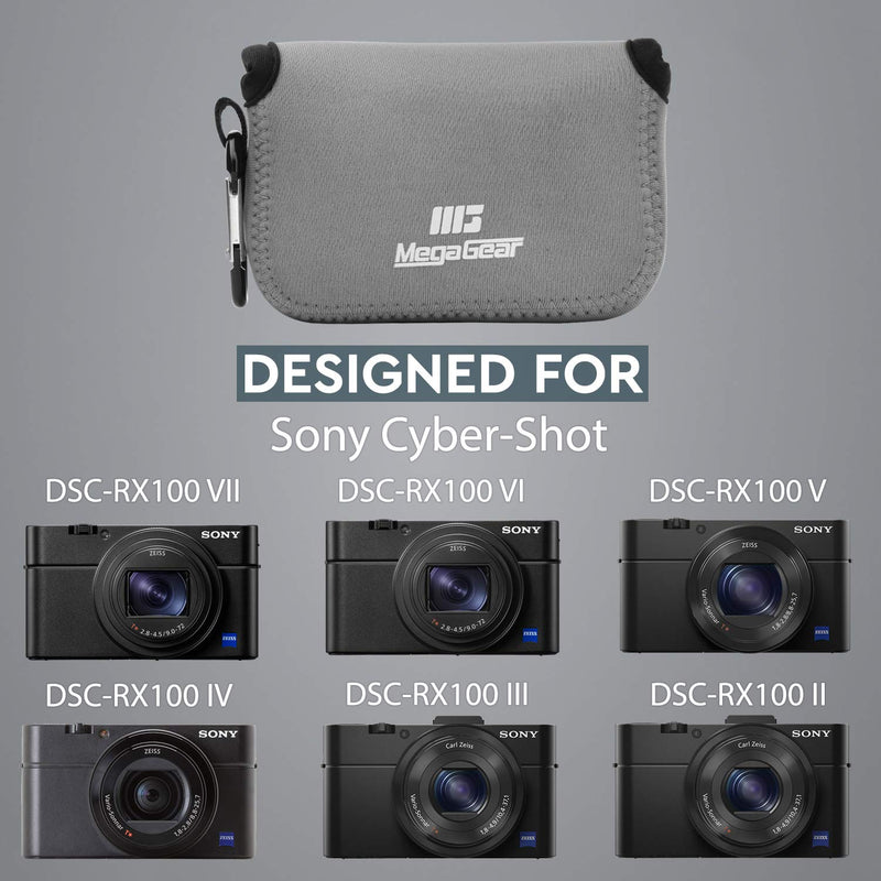  [AUSTRALIA] - MegaGear MG084 Sony Cyber-shot DSC-RX100 VII, Cyber-shot DSC-RX100 VI, DSC-RX100 V, DSC-RX100 IV, DSC-RX100 III, DSC-RX100 II Ultra Light Neoprene Camera Case - Gray