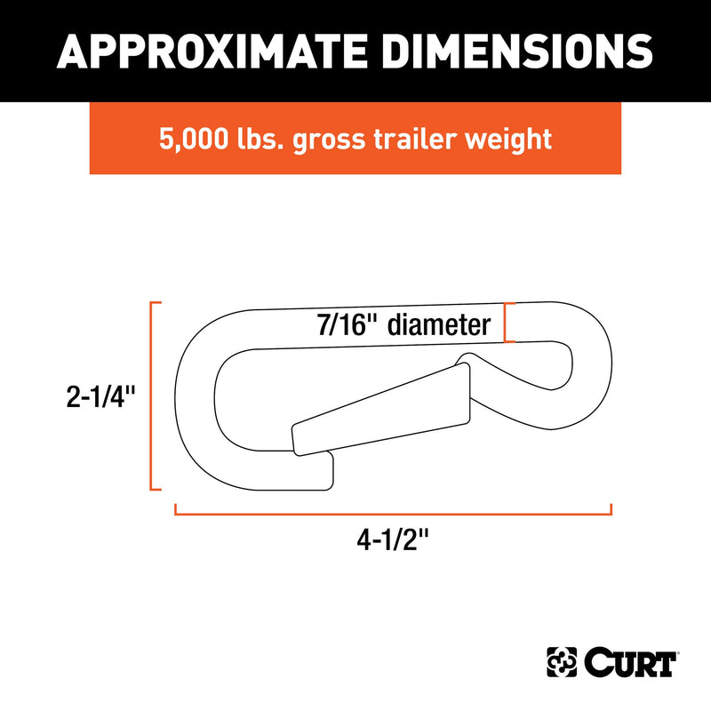  [AUSTRALIA] - CURT 81271 Snap Hook Trailer Safety Chain Hook Carabiner Clip, 7/16-Inch Diameter, 5,000 lbs