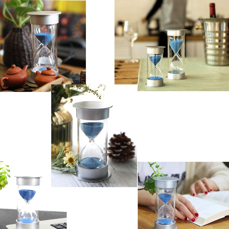  [AUSTRALIA] - Hourglass Sand Timer 5/10/15/30/45/60 minutes Sand glass Timer for Romantic Mantel Office Desk Book Shelf Curio Cabinet Christmas Birthday Gift Kids Games Classroom Kitchen Home Dec (5 min, blue) 5 min