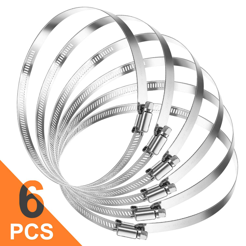  [AUSTRALIA] - MIAHART 6 inch Hose Clamp Adjustable 304 Stainless Steel Duct Clamps Worm Gear Adjustable 141mm-165mm Hose Clamp (Pack of 6) 6 inch (141-165MM)