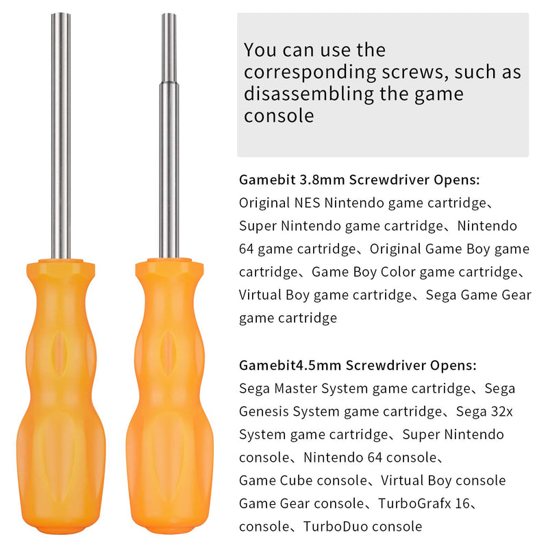  [AUSTRALIA] - Gamebit Screwdriver Set, Taessv 3.8mm + 4.5mm Security Screwdriver Bit Screwdriver Tools for Opening NES SNES N64 Super Nintendo 64 Cartridges & Systems 3.8&4.5mm Screwdrivers Orange