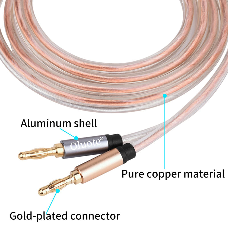  [AUSTRALIA] - Oluote Speaker Banana Cable, Speaker Wire with Dual Gold Plated Plug Tips, Transparent PVC Oxygen-Free Copper Construction (26.2FT) 26.2FT