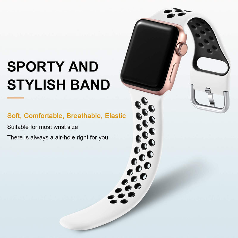 Lerobo 3 Pack Bands Compatible for Apple Watch Bands 44mm 42mm 40mm 38mm, Soft Silicone Sport Strap Breathable Replacement Band for Apple Watch SE iWatch Series 6, Series 3,Series 5 4 3 2 1 Women Men Anthracite Black/White Black/Red Black 38mm/40mm S/M - LeoForward Australia