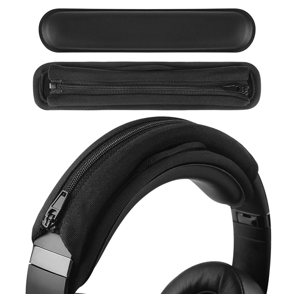  [AUSTRALIA] - Geekria Hook and Loop Headband Cover + Headband Pad Set/Headband Protector with Zipper/DIY Installation No Tool Needed, Compatible with Bose Beats JBL ATH Hyperx Skullcandy Headphones (Black) Faux Leather