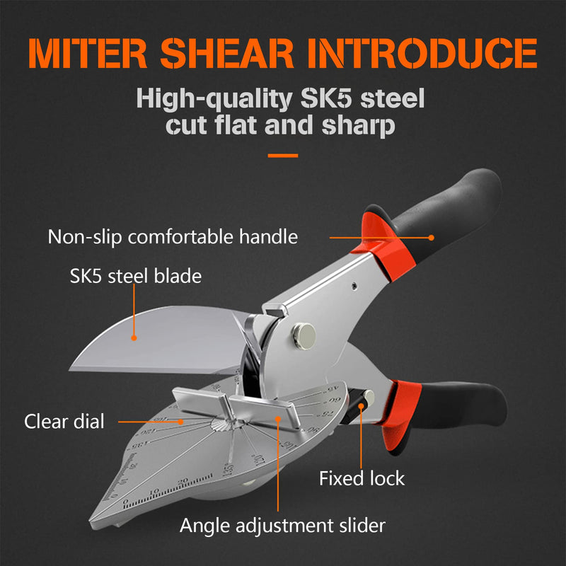  [AUSTRALIA] - Miter Shears,Multi Angle Cutter,Miter Snips Cutting Tool for Angular Cutting of Moulding and Trim,Quarter Round Cutting Tool for Wood, Plastic, PVC