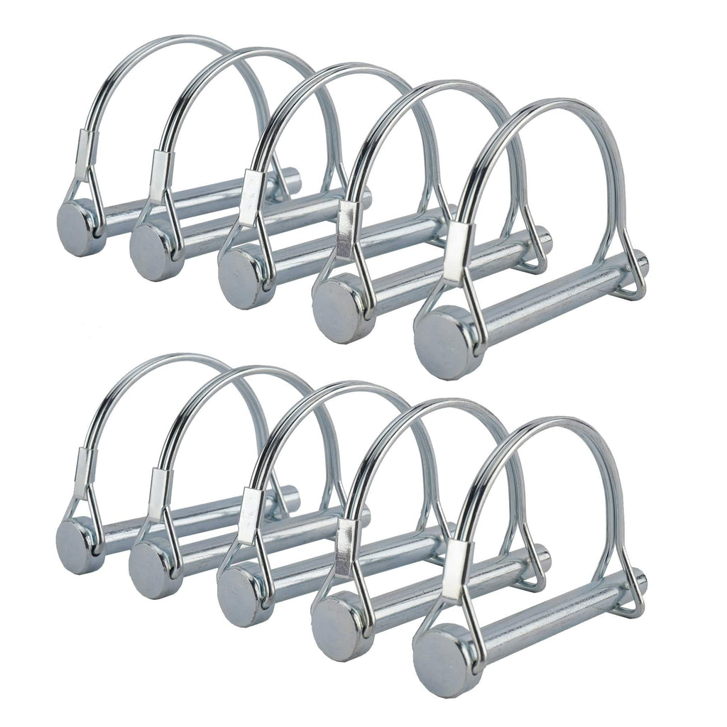  [AUSTRALIA] - AuInn Wire Lock Pins, 1/4 Inch x 1-3/4 inch Shaft Locking Pin Heavy Duty Safety Coupler Pin Hitch Pin with Round Arch Wire Retainer for Trailers Lawn Garden(Pack of 10)