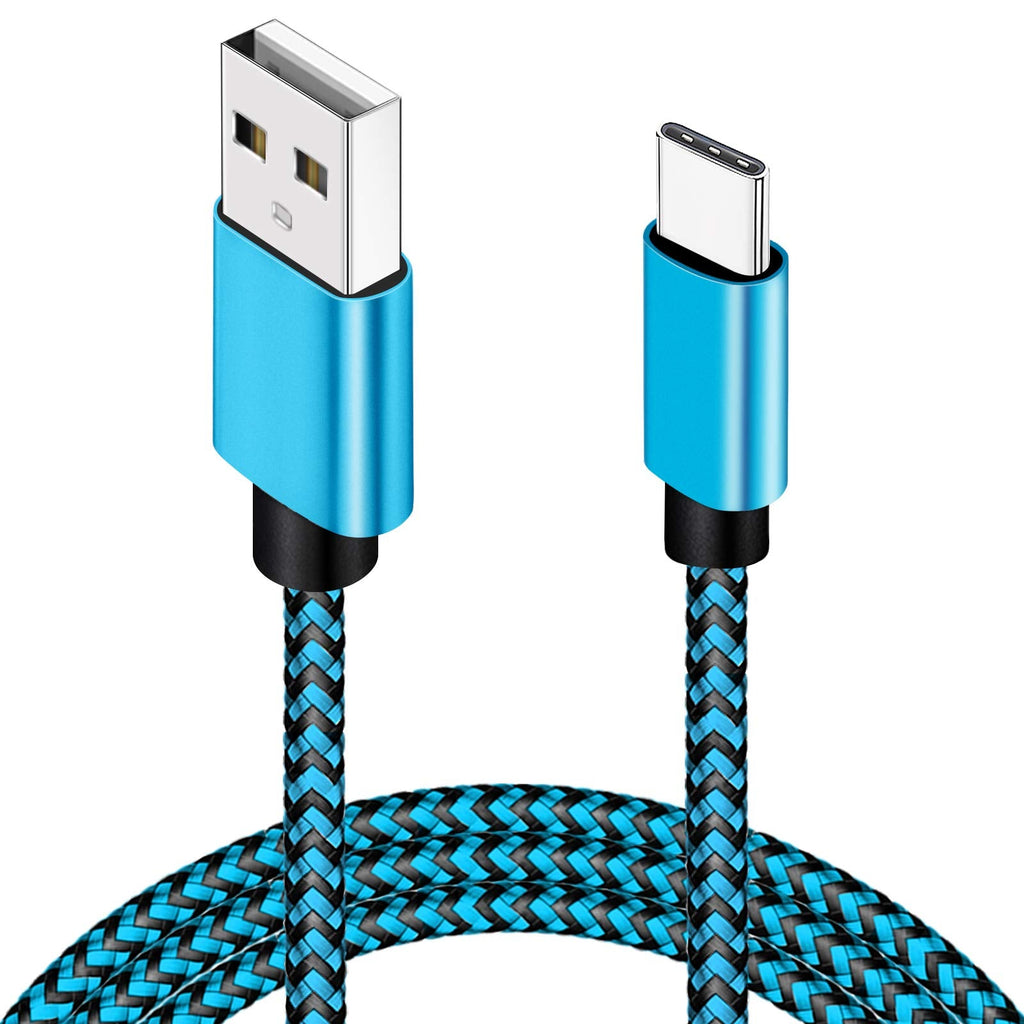  [AUSTRALIA] - USB C Charger Cable 15ft, Long Type C Charging Cable, Nylon Braided USB-C to USB A Charger Cable for Samsung Galaxy S10 S9,Galaxy Note 20, for Lg v20, Google Pixe, for Nintendo Switch, PS5 Blue-Black