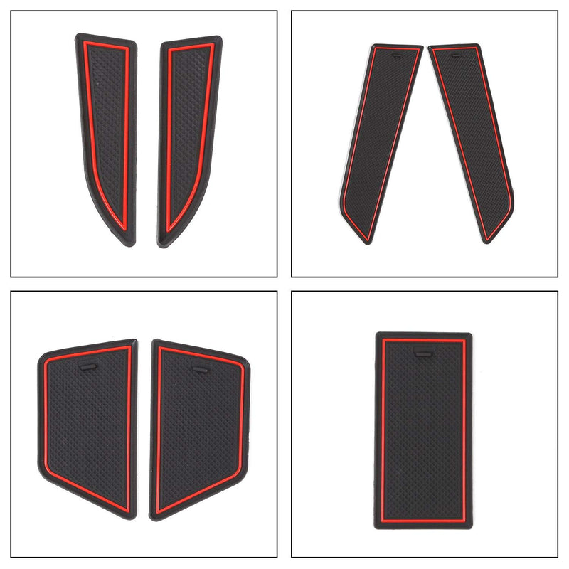  [AUSTRALIA] - CheroCar Custom Fit Cup Holder Mats, for Charger 2015-2020 Non Slip Storage Bin Mat Set Door and Center Console Liner ，Charger Interior Accessories 22 Set （Red）