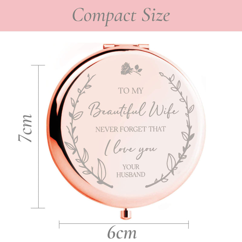  [AUSTRALIA] - Anniversary for Her -"To my Beautiful Wife" Compact Mirror I Wedding Anniversary Gif ts for Her I Wedding Anniversary for Wife I Christmas/Birthday for Wife I Romantic for Her