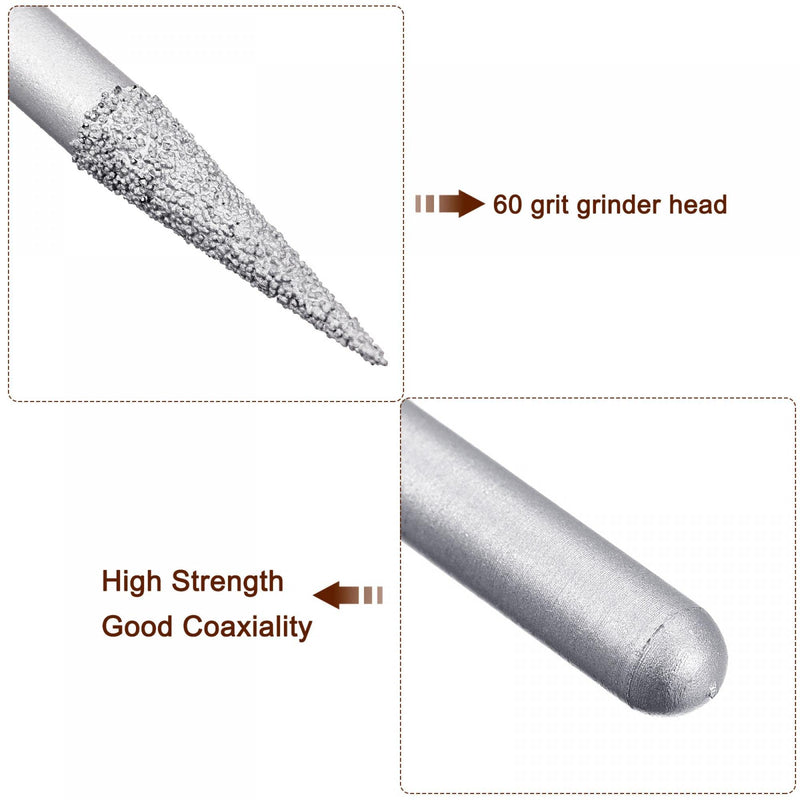  [AUSTRALIA] - uxcell Diamond Mounted Points 60 Grit 6.5mm Brazed Grinder Taper Head 6mm Shank Grinding Rotary Bit Marble Stone Carving Tool