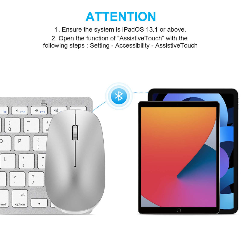 Wireless Keyboard and Mouse for iPad (iPadOS 13 and Above), SPARIN Bluetooth Keyboard and Mouse Compatible with iPad Pro 12.9 / 11 / iPad 10.2 (9th 8th Gen) / iPad Air 4 / iPad Mini, Silver White - LeoForward Australia