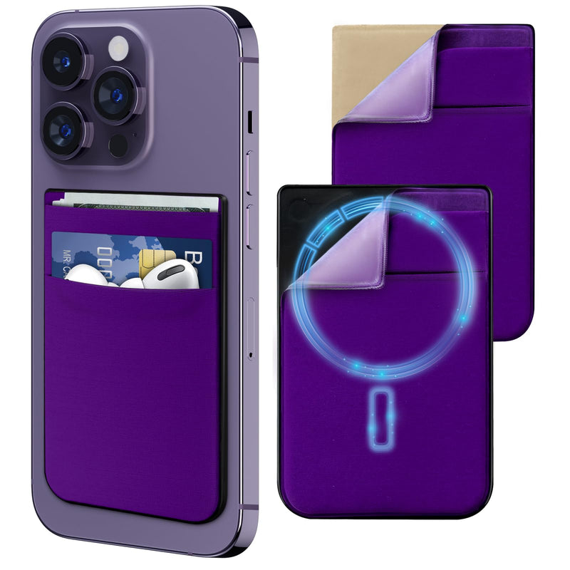  [AUSTRALIA] - CloudValley Magnetic Card Wallet, [with one Replacement Set] Card Holder Case Stick on Phone for iPhone MagSafe Series 14 Pro Max/iPhone 13 Pro & 12 Mini/ 14 Plus, Darkpurple