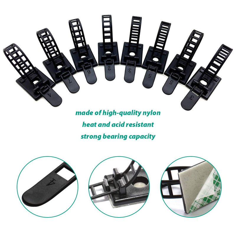  [AUSTRALIA] - 25 Pieces Adhesive Cable Management Wire Clip Cord Clips Wire Organize Clamp Adjustable Desk Cable Management Clamp