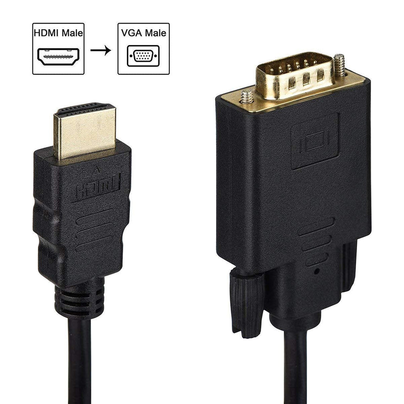  [AUSTRALIA] - HDMI to VGA Cable Gold-Plated Adapter 1080P HDMI Male to VGA Male Active Video Converter Cord (6 Feet/1.8 Meters) HDMI to VGA Cable 1 Pack