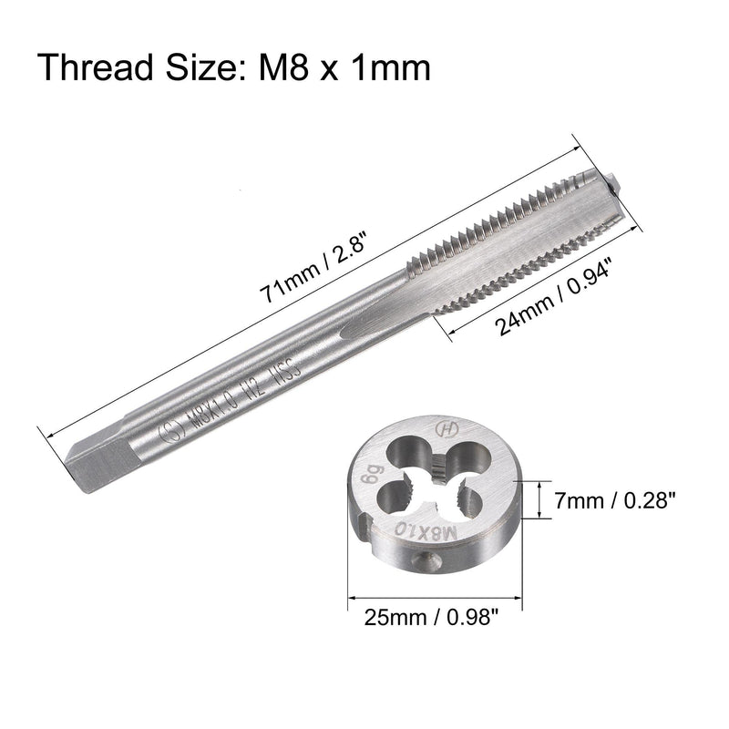  [AUSTRALIA] - uxcell M8 x 1mm Metric Tap and Die Set, HSS Machine Thread Screw Tap with Alloy Tool Steel Round Threading Die