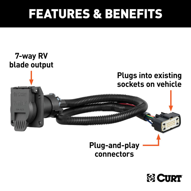  [AUSTRALIA] - CURT 56393 Vehicle-Side Custom RV Blade 7-Pin Trailer Wiring Harness, Select Chevrolet Traverse, Buick Enclave, Black