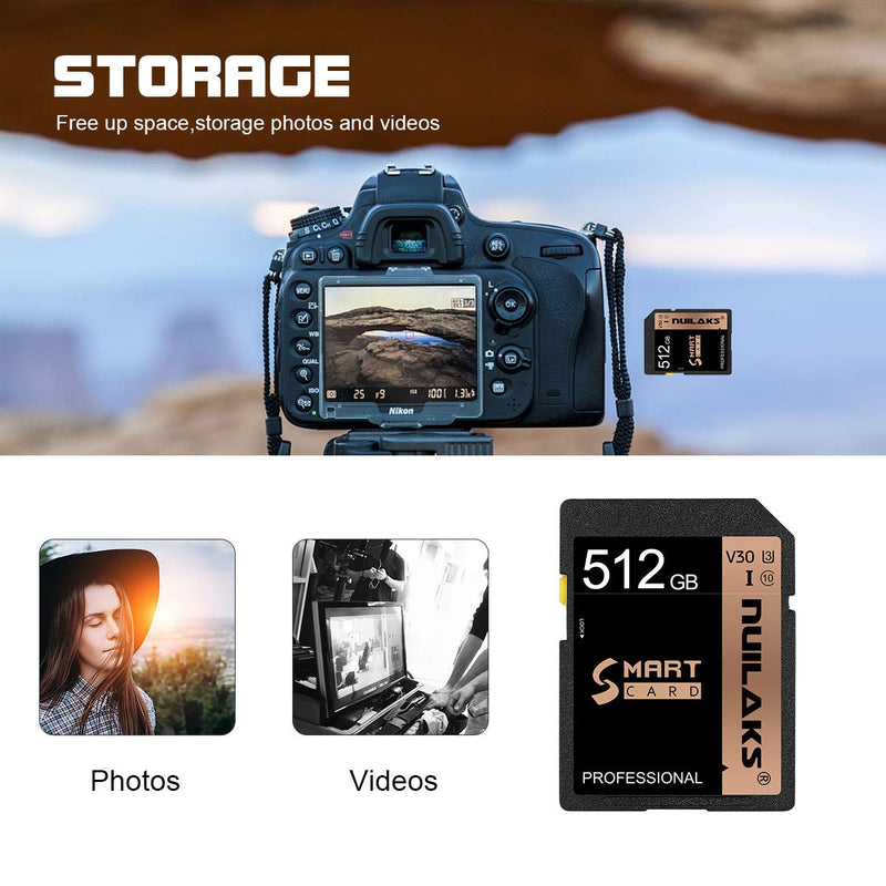  [AUSTRALIA] - 512GB SD Card Memory Card High Speed Security Digital Memory Card Class10 for Camera,Vlogger&Videographer