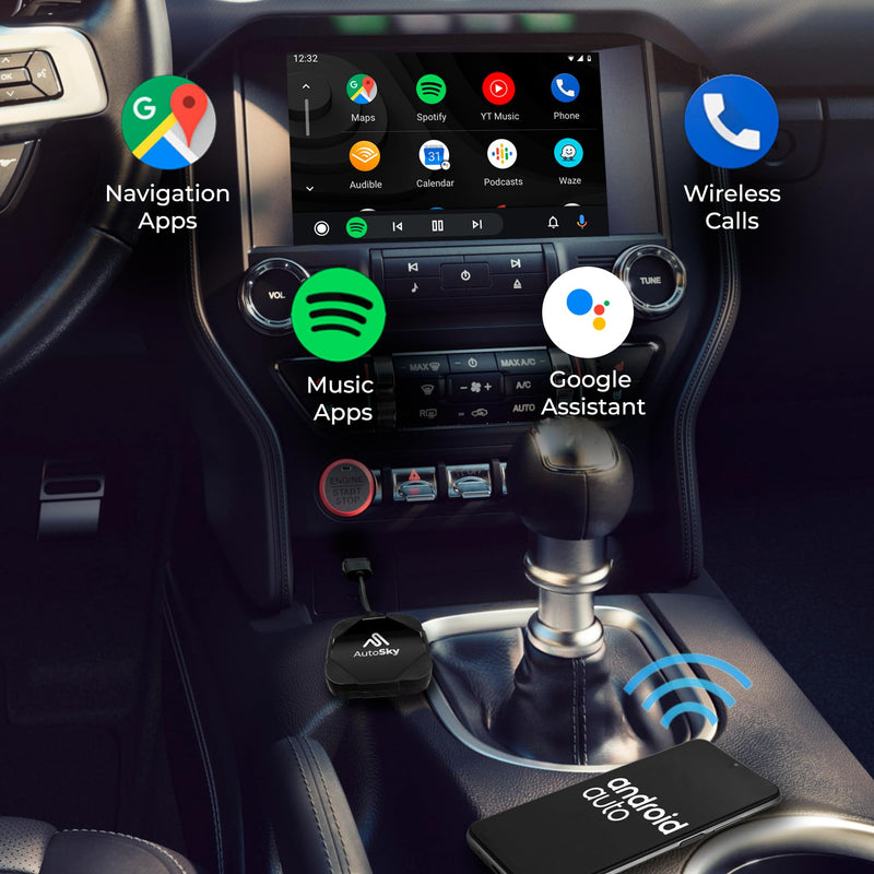  [AUSTRALIA] - AutoSky Wireless Android Auto Car Adapter Instant Wireless Android Auto Connection - Fastest and Newest Android Auto AAdapter - Forget The Cable and go Wireless - Plug and Play