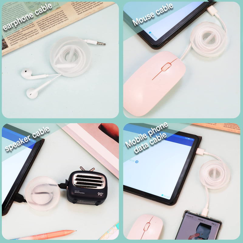  [AUSTRALIA] - 9 Pcs Charging Cord Organizer Portable Charger Cord Holder Round Storage Cable Winder Retractable Cable Management Flexible USB Cable Reel for Home Office Classroom, Transparent