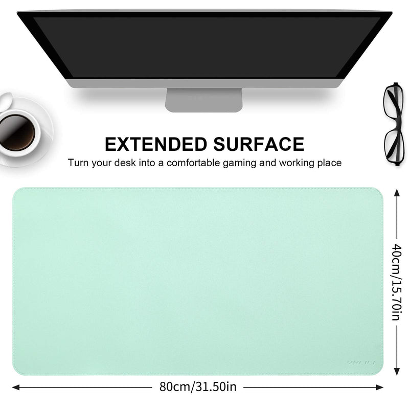 YXLIILI Mouse Pad 31.5X15.8Inch XXL Large Desk Pad Dual-sided PU Leather Desk Protector Blotter Extended Laptop Table Mouse Mat for Keyboard and Mouse, Non-slip, Waterproof, Easy Clean for Office Home Green/Blue - LeoForward Australia