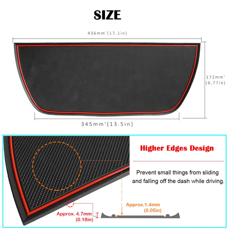  [AUSTRALIA] - Auovo Dashboard Mat Liner for Dodge Ram Pickup 1500 2500 3500 2011-2018 Interior Accessories Car Dash Trim Rubber Pad Cover Soft Tray(1 PCS) (Red Trim) Red Trim