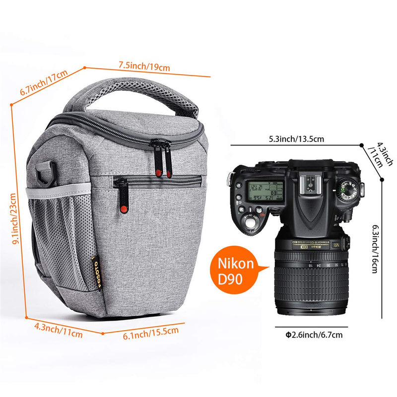  [AUSTRALIA] - FOSOTO Compact DSLR Camera Bag Shoulder Crossbody Case Compatible for Canon EOS Rebel T6 T7 T8i T100 SL3 XTi 4000D 2000D Nikon D5600 D3400 D3500 Pentax K-70 Olympus E-M10 with Waterproof Rain Cover