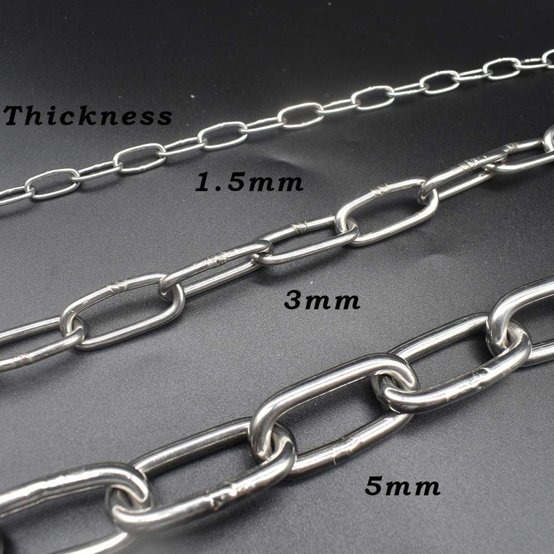  [AUSTRALIA] - Bytiyar 2 pcs Stainless Steel Safety Chains 40in (L) x 0.12in (T) Long Link Chain Rings Light Duty Coil Chain for Hanging Pulling Towing Length*Thickness_100cm * 3mm_2 pcs