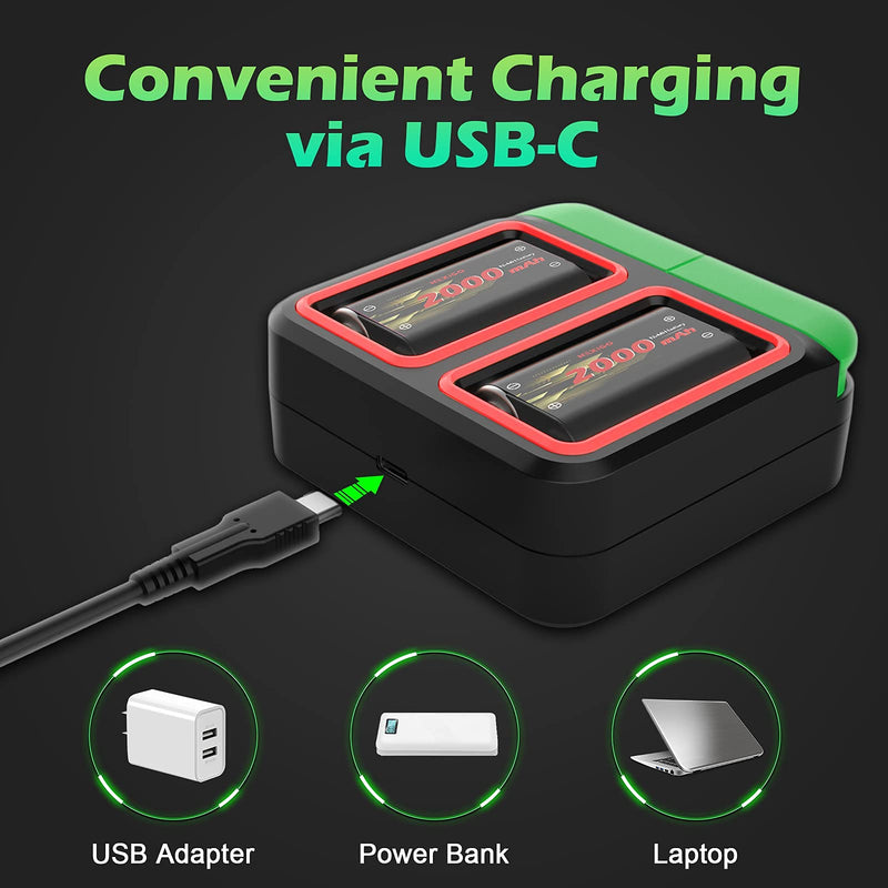  [AUSTRALIA] - NexiGo 2021 Upgraded Controller Battery Pack for Xbox/Xbox Series X|S, 2 x 2000mAh Rechargeable Battery Pack, Fast Battery Charger Station, Patented Design