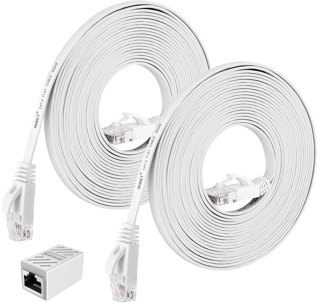  [AUSTRALIA] - Cat6 Ethernet Cable Flat Network Cable with Rj45 Connectors, High Speed Network LAN Cable with one RJ45 Coupler, for Computer,Router, Modem, PS4, Xbox one, Switch Boxes (10 Feet (2 Pack)) 10 Feet (2 Pack)