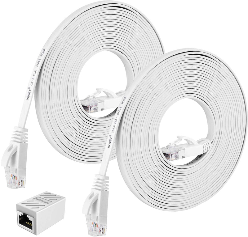  [AUSTRALIA] - Cat6 Ethernet Cable Flat Network Cable with Rj45 Connectors, High Speed Network LAN Cable with one RJ45 Coupler, for Computer,Router, Modem, PS4, Xbox one, Switch Boxes (10 Feet (2 Pack)) 10 Feet (2 Pack)
